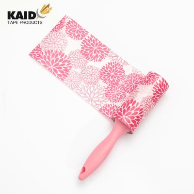 Eco-friendly fashionable handle printed paper sticky roller